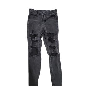 American Eagle Outfitters Charcoal Distressed Skinny Jeans